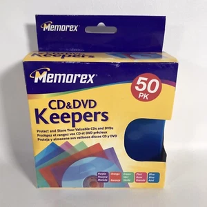 MEMOREX 50 PK COLOR CD & DVD GUARDIANES Púrpura Naranja Verde Rosa Azul NUEVO Sellado - Imagen 1 de 5