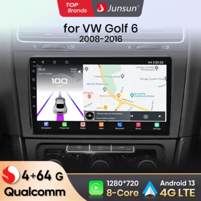 4+64G 8 Kern für VW Golf VI 2008-2012 CarPlay Android 13 Autoradio GPS Navi RDS - Bild 1 von 4