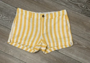 PANTALONES CORTOS ANTIGUOS AZUL MARINO TODOS LOS DÍAS TALLA 6 MEZCLA DE LINO AMARILLO Y BLANCO RAYAS - Imagen 1 de 6
