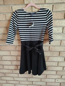 NWT Polo Ralph Lauren Striped Ponte Knit dress girls size XL 16 Tie Waist A Line - Picture 1 of 5