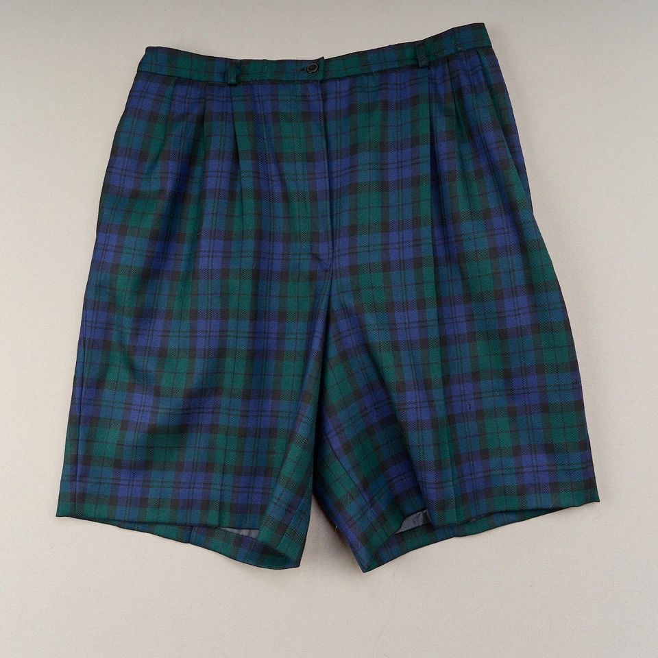 Pantalones Cortos Pendleton De Colección Para Mujer 16 Plus Verde Tartán Lana Escocesa EE. UU. Cintura Alta Foto 1 de 4