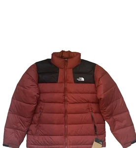 The North Face Men's Quilted Puffer Massif Down Jacket Large Black Red 4700G - Picture 1 of 7