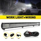34inch 12V LED Work Light Bar Flood Spot Lights Driving Lamp Wiring Harness Kit