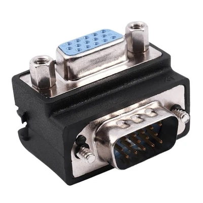 2X( (R) 15-Pin VGA-Maennlich zum weiblichen M/ F Rechtwinkliger Adapter Z8U1) - Bild 1 von 4