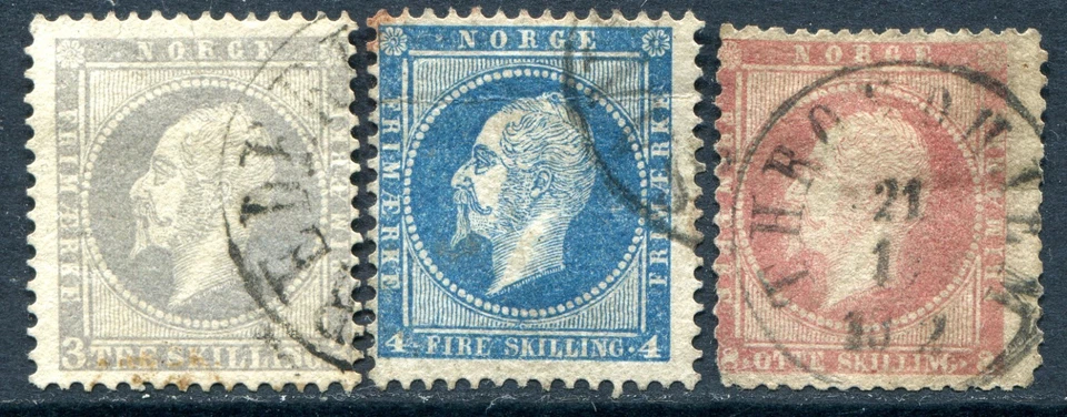 (400) 2 VERY GOOD & 1 CREASED USED 1856 NORWAY TO 8sk  SG6 - SG11 - Изображение 1 из 1