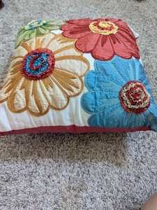 Pier One Imports Embroidery Throw Pillow 18x18 - Picture 1 of 3