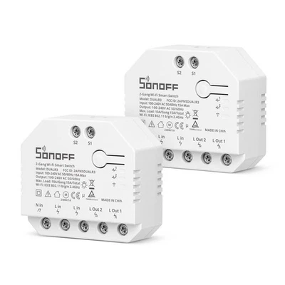 SONOFF DIY Wifi Smart Switch 2 Gang DUAL R3 Module Power Meteringn 2PCS