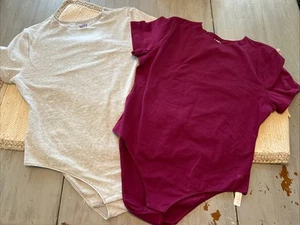 Yitty weicher kuscheliger hellgrau weinrot Kurzarm Slip Baumwolle Body Gr. 2X Paket - Bild 1 von 12