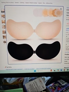 Adhesive Bra Size C Invisible Push-up Bra  Strapless Sticky Bra 2 Blk & Beige - Picture 1 of 6