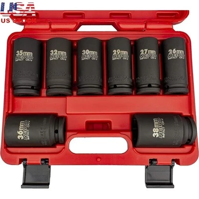 3/4" Drive Deep Impact Socket Set 8 Pc Jumbo Assortment Metric Sizes 26 to 38 mm - Image 1 of 4