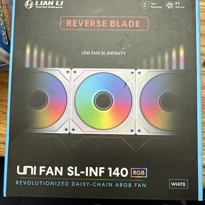 Lian Li UNI FAN SL-INF 140 RGB 140mm Case Fan-Reverse Blade, Wired, White - Image 1 of 4