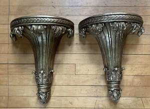 Pair Of Large Gold Gilt Resin Wall Shelves Brackets Ornate Design Classical - Picture 1 of 12