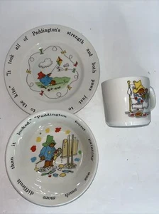 Coalport Paddington Bear Nursery Ware Plate Bowl Cup England 3 PC SET 1974 Nice - Picture 1 of 5