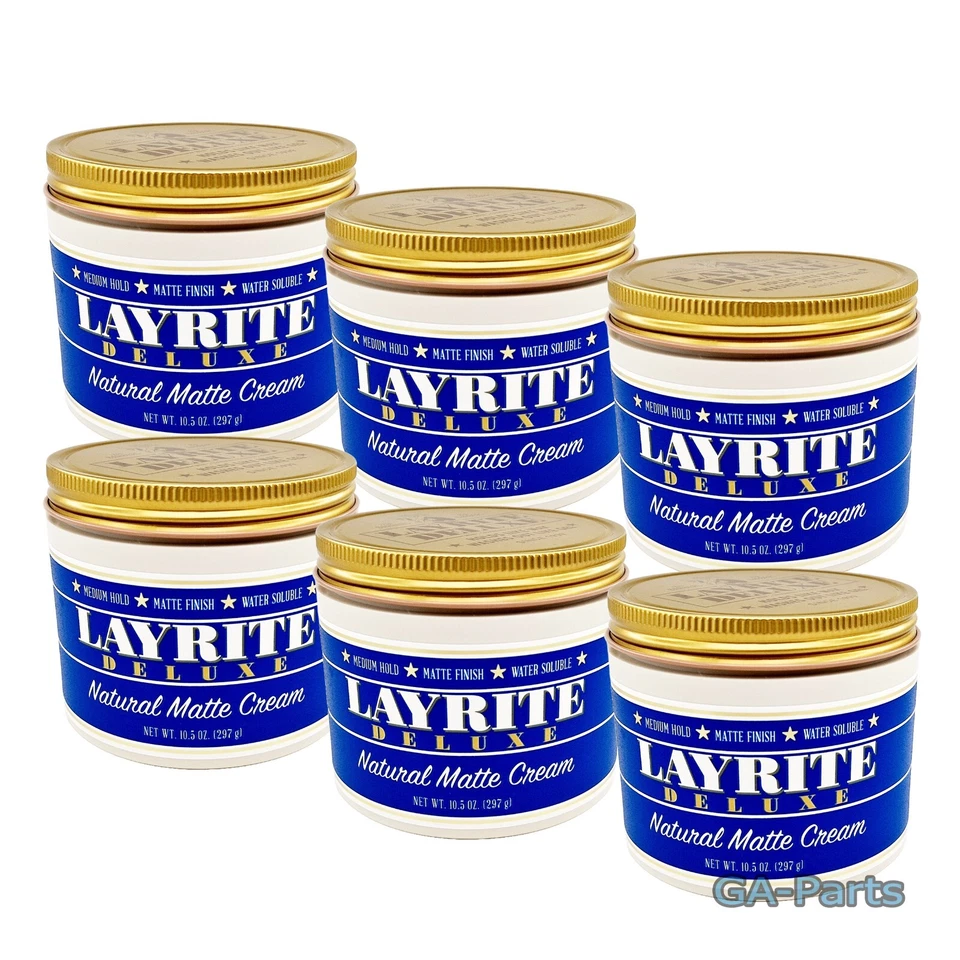 6x Layrite Matt Cream 297g Haarwachs  Mittlerer Halt  Wasserlöslich  Haarstyling - Bild 1 von 3