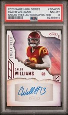 2023 SAGE RED High Series Caleb Williams Sneak Peek RC Auto #SPA-CW PSA 8 POP 1