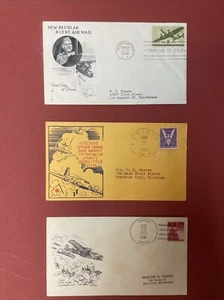 Lote de 3 matasellos de Jimmy Doolittle - incluyendo 1 - estampillas del primer día de emisión 1943 - Imagen 1 de 5