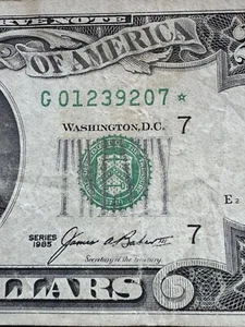 $20 Note 1985 Green Seal Federal Reserve Note 95.9% Serial # “Coolness Index” - Picture 1 of 4