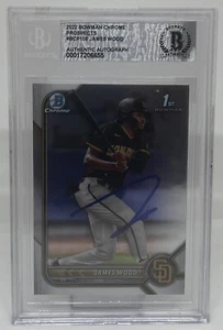 JAMES WOOD SIGNED 2022 BOWMAN CHROME PROSPECTS ROOKIE CARD BECKETT BAS AUTO - Picture 1 of 2