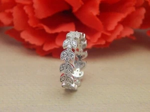 14K White Gold Plated 2Ct Round Cut Lab Created Diamond Wedding Band  Ring - Picture 1 of 4