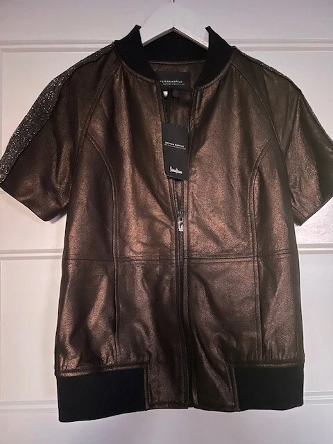 BNWT Neiman Marcus The Leather Collection Jacket Beads Brown Bronze SZ XS - Image 1 of 4