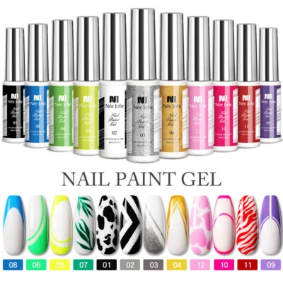 8ml 12 Farben Nail Art Gel Nagellack Gellack UV LED Bemalen Gel Glitter Politu / - Bild 1 von 4