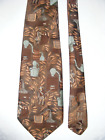 Tootal Vintage Mens Kipper Tie Retro  Golden Brown Blue Poly Made In Gt Britain