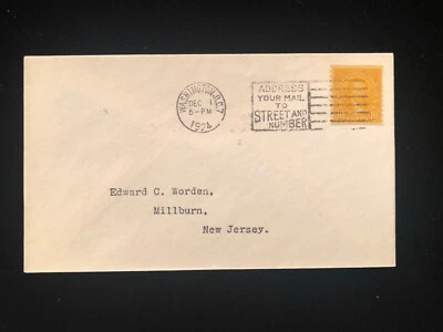 DC WASHINGTON DEC. 1, 1924 #603 FDC TO WORDEN CV $110+ - Image 1 of 2