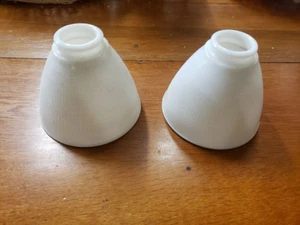 Coppia di paralumi lampada torchiere waffle vetro latte vintage attacco 6"P x 1 9/16" - Foto 1 di 4