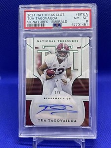 2021 Panini National Treasures Tua Tagovailoa Auto Emerald 3/5 PSA 8 NM-MT Bama