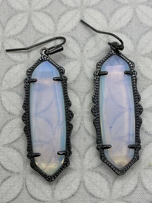 Kendra Scott Mystic Bazaar Francie Drop earrings Iridescent Opalite Gunmetal Tne - Image 1 of 4