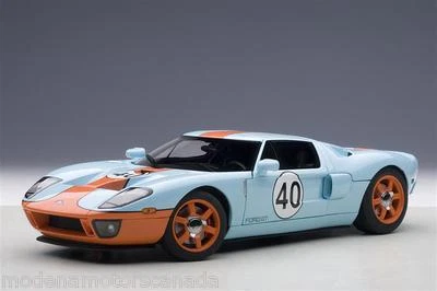 2004 FORD GT BLUE WITH ORANGE STRIPES #40 1:18 Scale AUTOart #80513 NEW IN BOX - Image 1 of 4