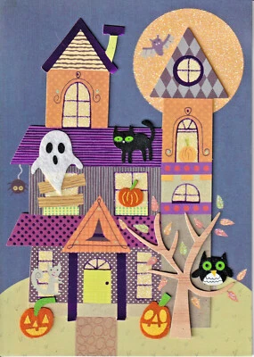 ПАПИРУС ХЭЛЛОУИН КАРТА NIP MSRP $7,95 HAUNTED ДОМ КАРТА (C2) - Изображение 1 из 2