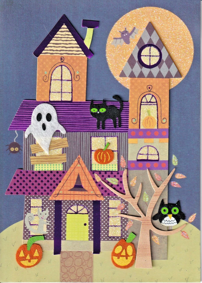 Papyrus Halloween Haunted House Card Ghost Scary Spooky