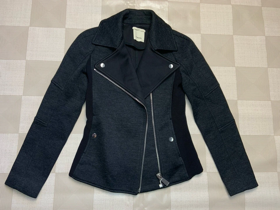 Pinko женщин серый мотоциклиста полный молнии куртка UK8 US4 EU36 хорошее состояние товара - Изображение 1 из 4