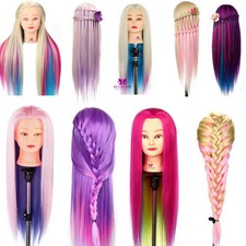 24-29'' Colorful Synthetic Hair Hairdressing Training Head Hair Mannequin Clamp