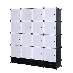 DIY Kleiderschrank Regalsystem Steckregal mit Tür Portable Garderobe Kunststoff - Bild 1 von 3