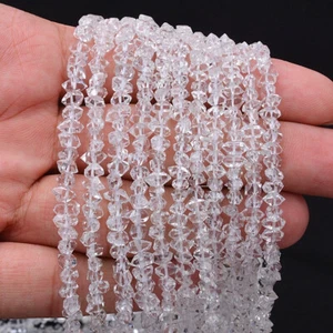 Top Quality Herkimer Diamond Quartz 6-8mm Gemstone Point Nuggets Chips Beads 8" - Picture 1 of 9