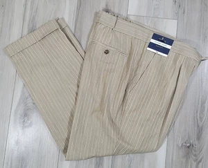 Stafford Tailored Jogger Women's 40 Reg Tan Stripe Pleated Regular Fit New - Picture 1 of 12