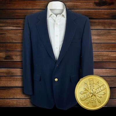 John Alexander Sport Coat Blazer Mens 42R Navy Flannel Gold Buttons Soft - Image 1 of 4