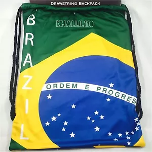Mochila/saco con cordón de poliéster con bandera de Brasil - Imagen 1 de 4