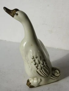 Estatuilla de ganso de oro blanco de cerámica pintada a mano sin marca ---- - Imagen 1 de 1