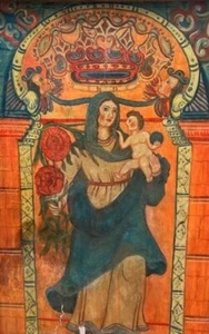 VIERGE ET ENFANT. PETIT RETABLE. HUILE SUR BOIS ANCIEN. PERE PUNTÍ. ESPAGNE. XXE - Picture 1 of 1