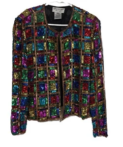 Chaqueta De Colección Papell Boutique Noche Multicolor Lentejuelas Seda Para Mujer Talla XL - Imagen 1 de 10