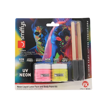 Paquete de 2 Kit de látex líquido UV de neón - Dos 1 oz rosa y amarillo, + 2 cepillos Foto 1 de 4