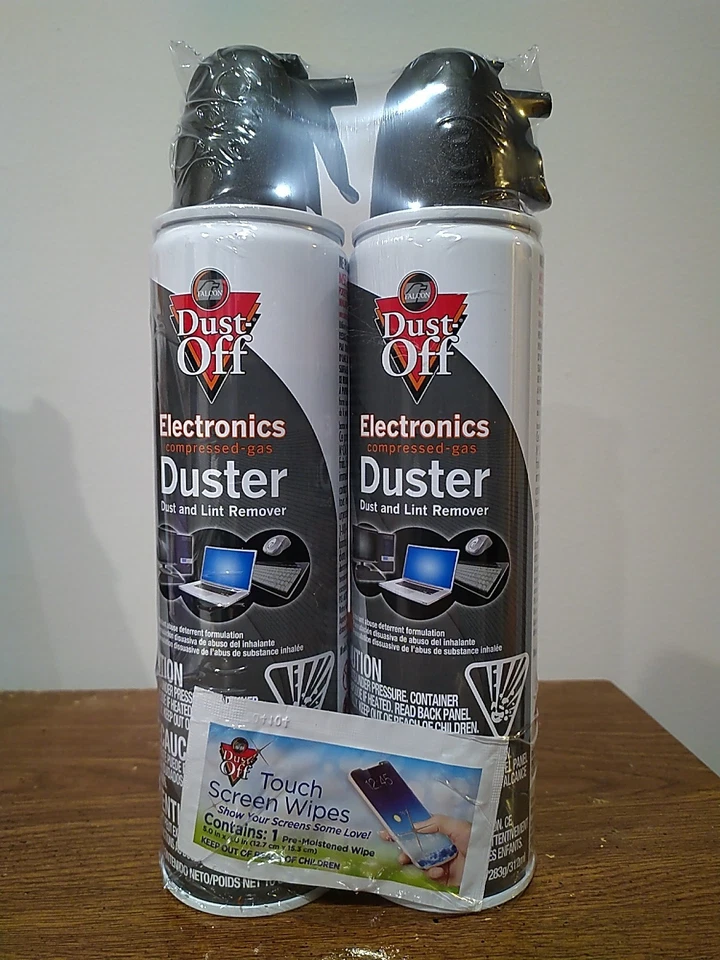 Dust Off Electronics Duster Two Pack 10 Oz Cans One Wet Touch Screen Wipe - Image 1 of 2
