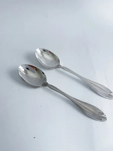 Oneida Community HEIRESS Glossy Stainless Oval Soup Spoons Set of 2 - Picture 1 of 2