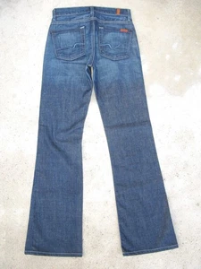 7 For All Mankind Jagger Mid-Boot Jeans Women Sz 24 Blue Distressed+Stretch L30 - Picture 1 of 9