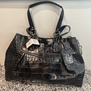 Coach Madison Black Exotic Croc Embossed Carryall Shoulder Bag/Tote D1082-14601 - Picture 1 of 11