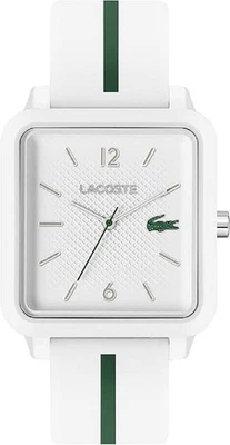 Lacoste 12.12 Studio Men's Quartz Watch Square Case with Rubber Strap, White - Image 1 of 4
