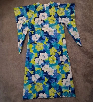 Vintage Made In Hawaii 70s Bright Hawaiian Muumuu Bright Hawaii Floral Dress - Image 1 of 4